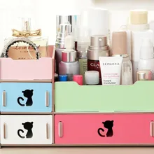 DIY Рабочего хранения милый кот Дисплей Коробки Макияж органайзер для любой декор(разноцветный