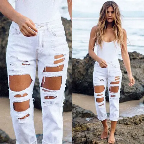 

Summer Women White Hole Hollow Slim Solid Pants Casual Pencil Long Trousers 2018 Fashion New
