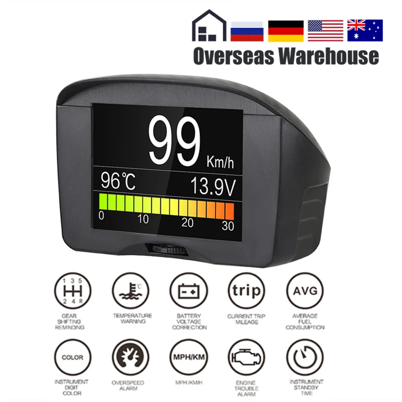 Cena AUTOOL X50 Plus wyświetlacz OBD2 prędkościomierz Auto komputer pokładowy samochód OBD inteligentny cyfrowy prędkościomierz wskaźnik temperatury Alarm