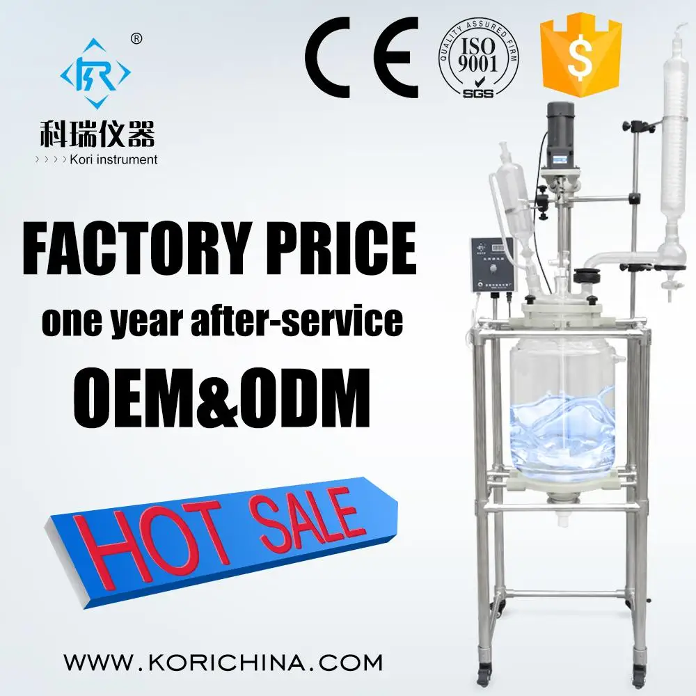 

20L Glass Reactor manufacturer sell Biochemical Reactor /Glass Reaction kettle with condenser dropping flask PTFE Seal