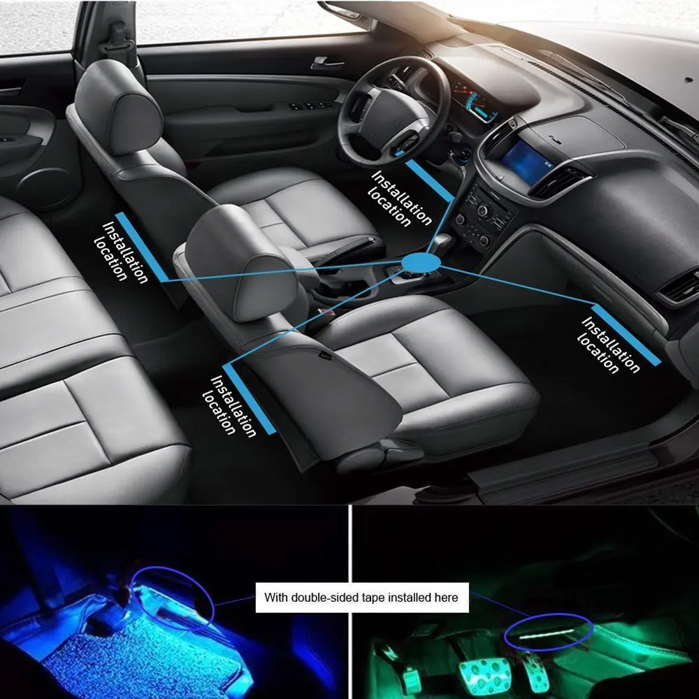 Светодиодная ленсветильник для салона автомобиля 12 В 4 шт. RGB В|Светодиодные