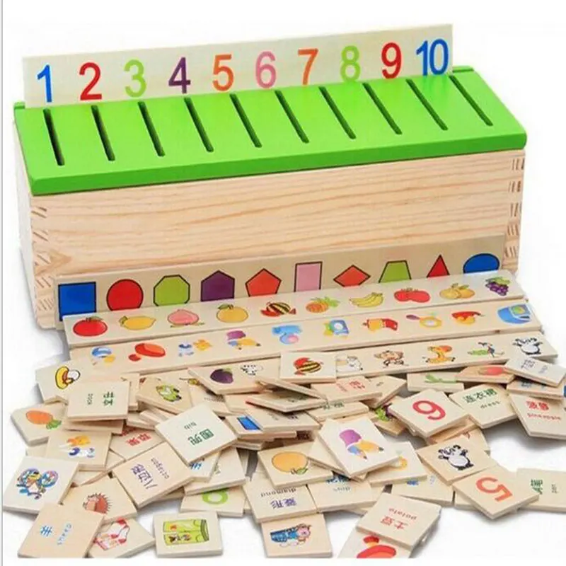 

Wooden Classification Toy Box Montessori Kids Pattern Matching Classify Toy Educational Geometry Fruit Animal Learning Match Toy