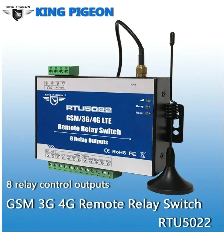 RTU5022 промышленного класса GSM/3g/4 г SMS реле с удаленным управлением Настенные переключатели встроенный протокол TCP/IP подходит для IOT устройств 8 релейных выходов