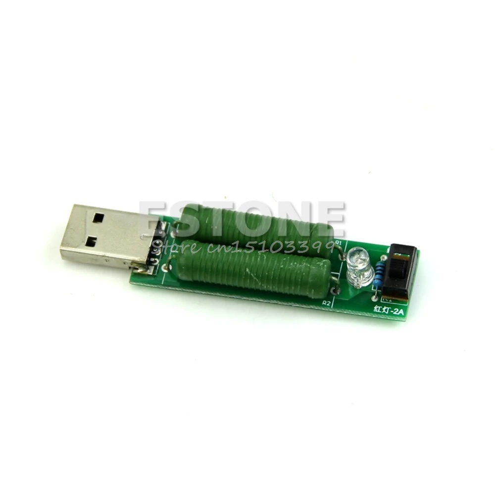 

1PC USB Mini Discharge Interface Load Resistor with Switch 2A 1A Green