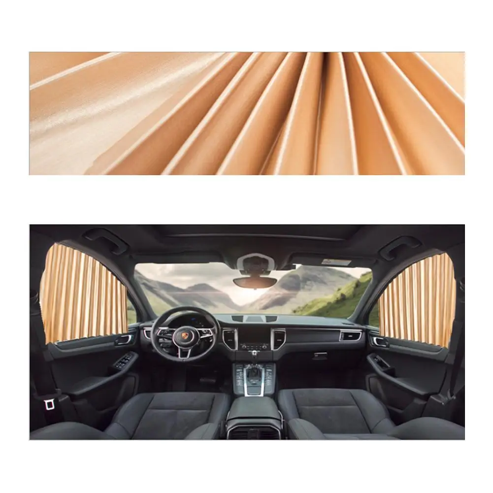 2 шт. автомобильный солнцезащитный козырек защита автомобиля занавеска для окна автомобиля солнцезащитный козырек боковое окно сетка солнцезащитный козырек лето - Цвет: Gold