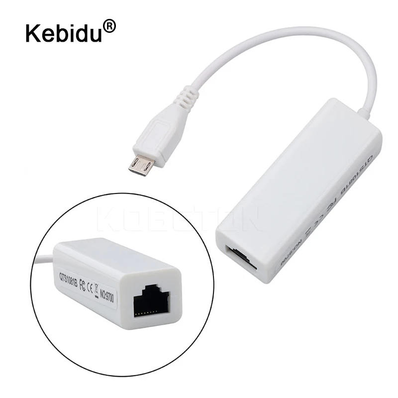 

kebidu 10/100Mbps Micro USB 2.0 Male Ethernet 5-Pin RJ45 Network Lan Adapter Card For Android PC Laptop Tablets For Windows