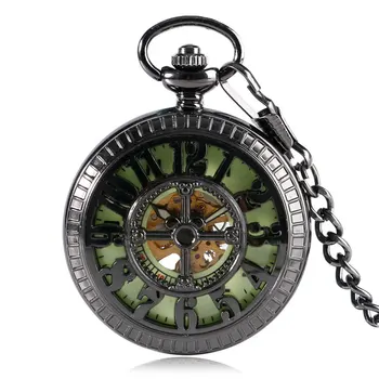 

Antique Hollow Hand Winding Trendy Noctilucent Display Fashion Mechanical Windup Pocket Watch Mens Women Gift
