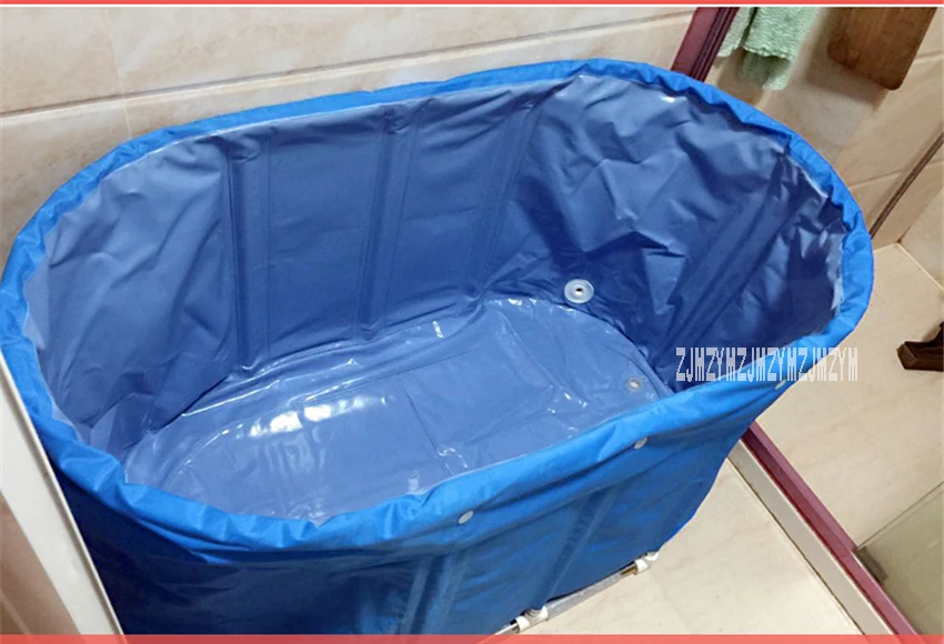 YR001 Adult Children Bathtub Bath Bucket Cotton-Padded Folding Bath Barrel Stainless Steel Bracket With Cover 120*75*70CM