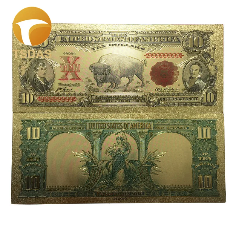 

24K Gold Banknotes Colorful USA Gold Souvenir Gold Foil Banknote 10 Dollars