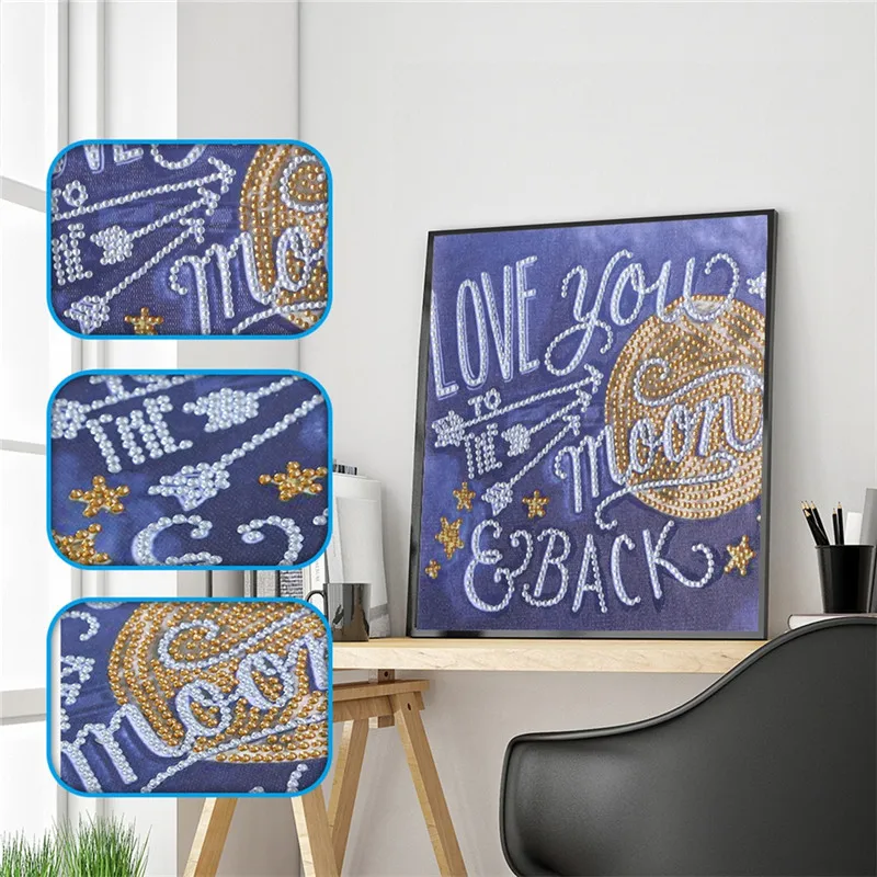 

special shaped drill 5D DIY letter Diamond Embroidery beautiful moon Diamond Painting Cross Stitch Rhinestone home decor gift
