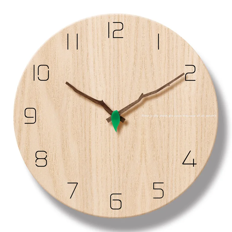 

Nordic Wooden Wall Clock Simple Modern Design for Living Room Minimalist Style Wood Wall Watch 3D Decoration Clocks for Home 12"
