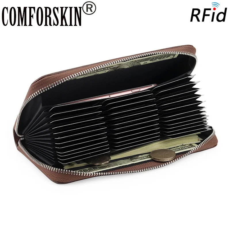 

COMFORSKIN New Arrivals High Quality RFID Protection Wallets Large Capacity Card Wallet Long Milt-card Women Wallets Hot Sales