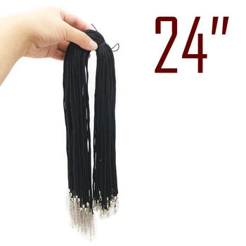 

1000pcs 2.5mm Black Rattail Satin Necklace Chinese Polyester (similar but not nylon) Cord With Clasp - 24"