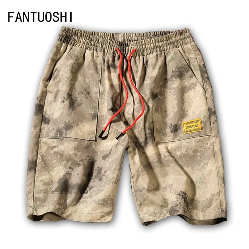 Новые повседневные Летние х/б мужские шорты длиной до колена высококачественные шорты с эластичной талией камуфляжные мужские шорты большие размеры 5XL