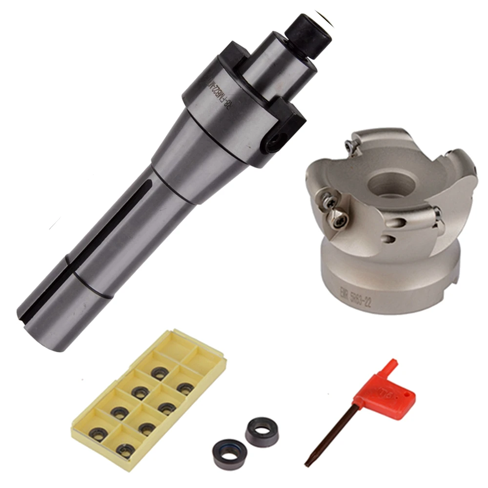 

R8 FMB22 7/16-20 Straight Shank Extension Rod EMR 5R 63-22 Face End Mill Cutter With 10pcs RDMT1003 Inserts CNC Tool