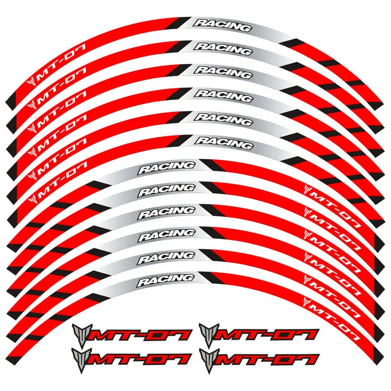 Новинка, высокое качество, 12 шт., подходит для мотоцикла, наклейка для колес, полоса, светоотражающий обод для Yamaha mtmt07