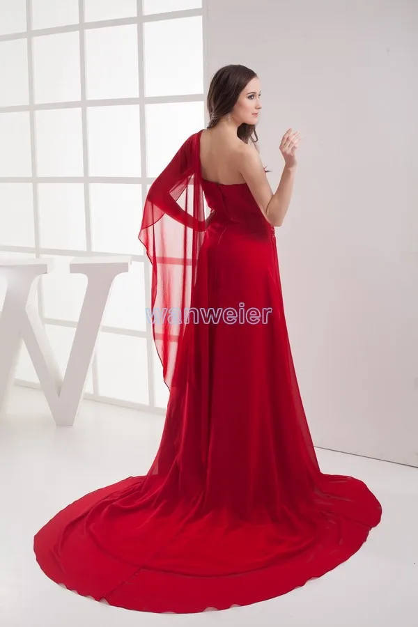 Красное шифоновое платье vestidos formales, дизайн, платье подружки невесты, Индивидуальные Длинные платья для выпускного вечера с одним плечом