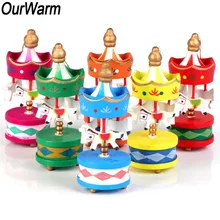 

OurWarm 6Pcs Christmas Tree Ornaments Wood Carousel Horse New Year Gift Christmas Decoration Kids Toy Wood Craft for Home Decor