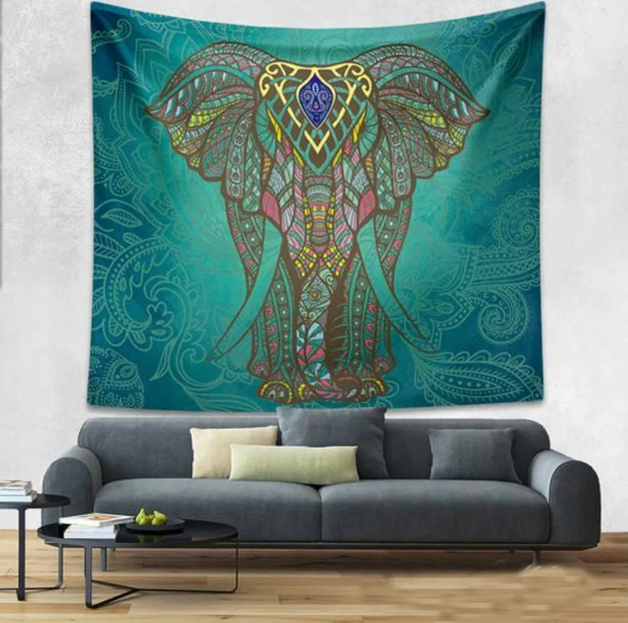 Mandala Tapestry Thin Polyester Wall Tapestry Indian Elephant Tapestry Lotus Yoga Mat Home Decor Carpet toalla mandalas playa