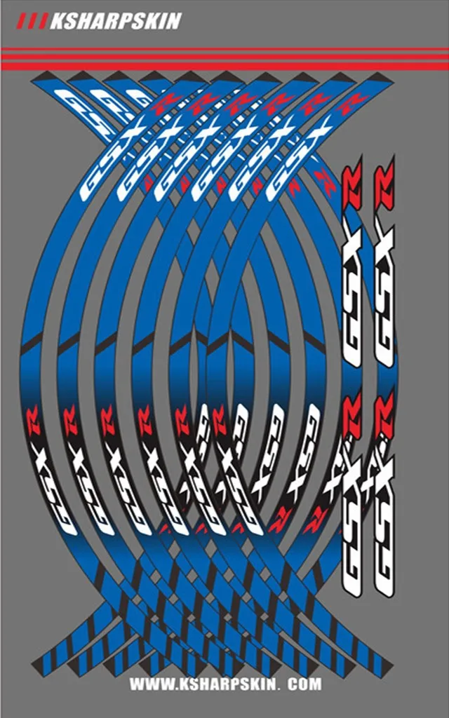 Колеса мотоцикла обода наклейки колеса светоотражающие наклейки полосы для Suzuki GSXR - Цвет: Blue