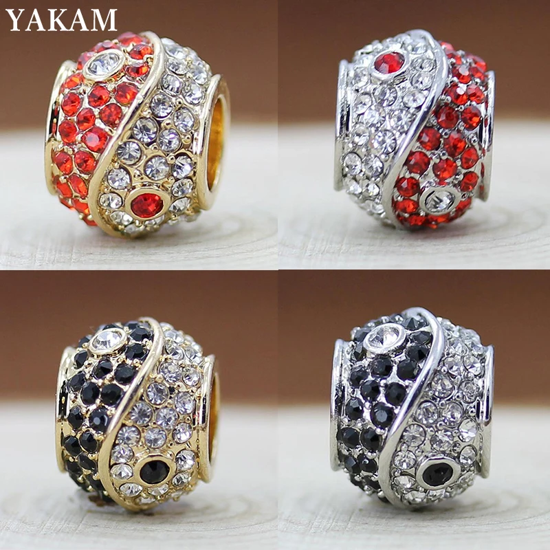 

Fit Orignal Pandora Charms Bracelet Clear Red Black Zirconia Gold Color Chinese Yin Yang China Tai Chi Beads Mujer 2019 Berloque