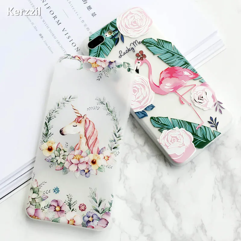 Модный рельефный 3D чехол Kerzzil для телефона iphone X 6S 6 7 8 Plus чехлы красочный с цветами