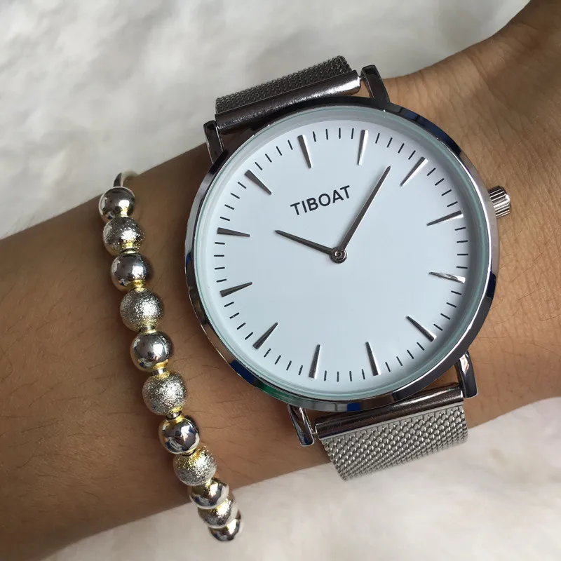 TIBOAT 40mm Stainless Steel Mesh Minimalist Watch Japan Movement Quartz Waterproof Watch Gold Whatch Women Gifts For Women TIBOAT 40mm Stainless Steel Mesh Minimalist Watch Japan Movement Quartz Waterproof Watch Gold Whatch Women Gifts For Women
