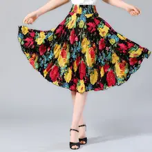 Цветочный принт миди юбки женские s Лето дизайнерская эластичная плиссированная юбка с высокой талией длиной до колена юбка-пачка Женская юбка с подолом