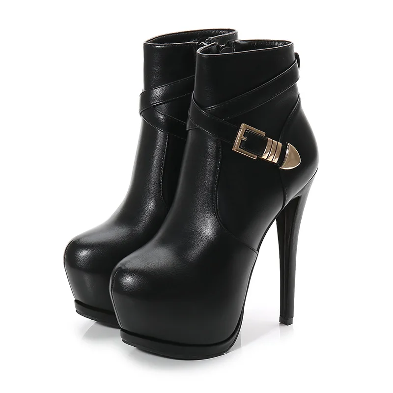 Spring Women's Fashion Boots Retro Ankle Shoes Round Toe High Heels Pumps Zipper Short Plush Lining OULYYYOGO | Обувь