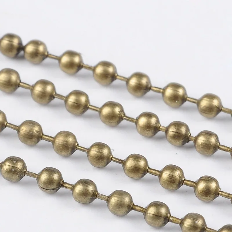 Pandahall 100 м/рулон железных несварных шариковых цепочек для рукоделия изготовления ювелирных изделий, браслетов и ожерелий; на катушке, бусина: 2,4 мм F80