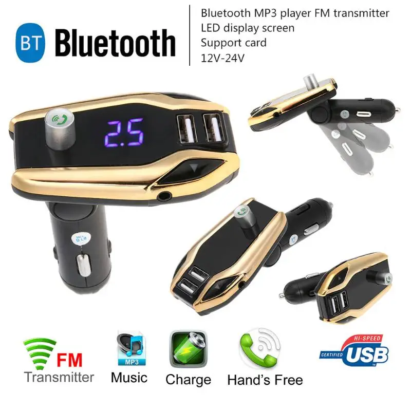 1Pcs LCD Bluetooth V3.0 Car Kit FM Transmitter Stereo MP3 Player USB Charger AUX Hands Free Music Mini MP3 Player Car Styling