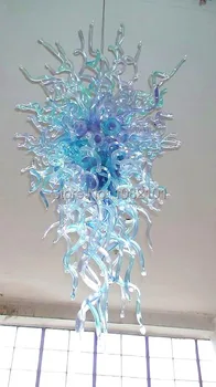 

Free Shipping AC LED Blown Glass Foyer Lighting Blue Crystal Chandelier