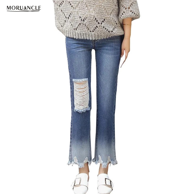 Online Get Cheap Ripped Flare Jeans -Aliexpress.com Alibaba Group MORUANCLE 2017 New Ripped Flare Jeans Pants For Women Fashion Cropped Wide Leg Denim Joggers Female - Online Get Cheap Ripped Flare Jeans -Aliexpress.com Alibaba Group