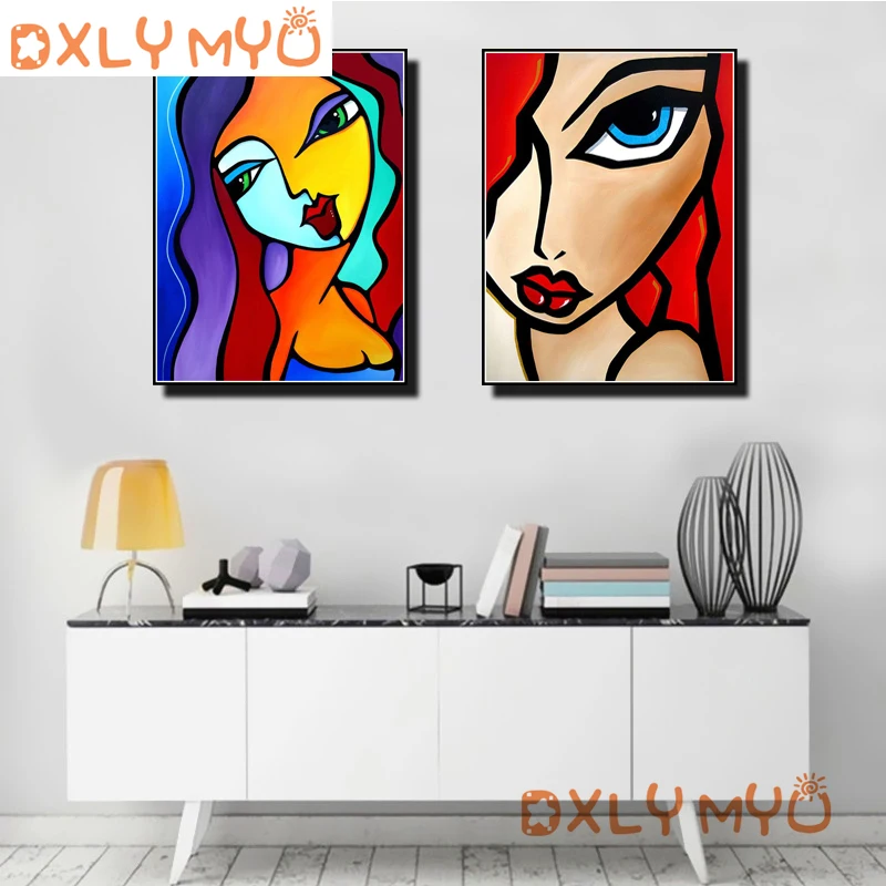 

5D DIY Diamond Painting Home Decor Full Drill Square Abstract Woman Portrait Picture Of Rhinestone Mosaic Diamond Embroidery
