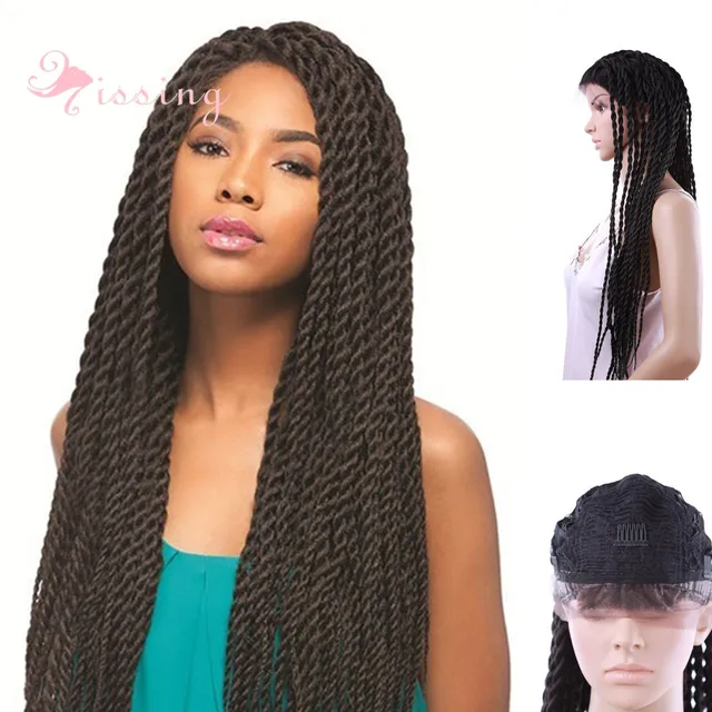 28inch 2X Senegalese twist lace wigs Long Braid Wig Synthetic Braided