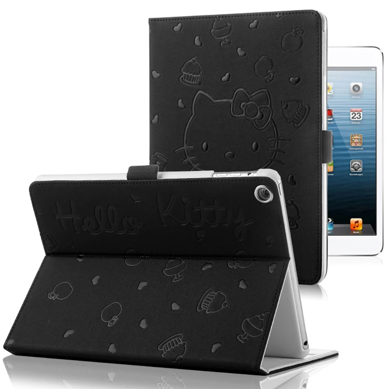 

Estuches for Ipad Pro 9.7 Case Hello Kitty Embossing PU Leather Protective Smart Flip Stand Cover for Apple Gadget A1673 A1674