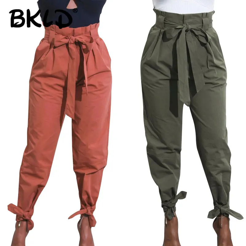 Bkld Harajuku Streetwear Mujer Casual Harem Pantalones Con Fajines