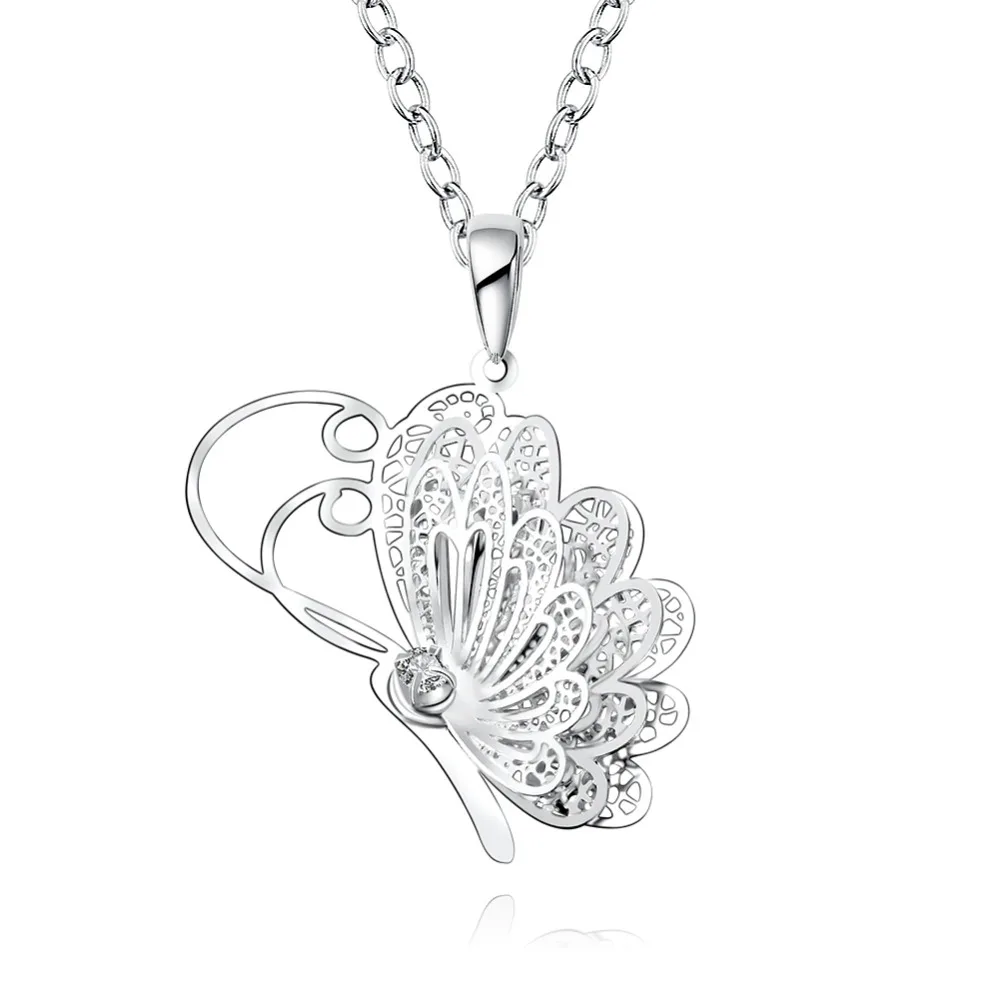

925 sterling silver jewelry fine fashion three circle links long tag necklace pendant for women wedding jewerly factory price