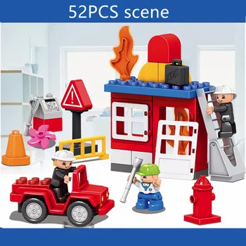 

52PCS Large particles city Fire Rescue Team Children's educational building blocks toy set Compatible with duploINGlys