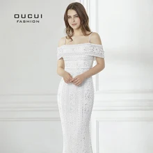 Длинное вечернее платье ручной работы с бусинами и жемчужинами, кружевное платье русалки с открытыми плечами, элегантное Новое торжественное платье OL103008