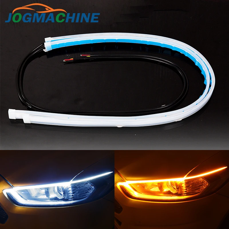 Sequential LED Strip Turn Signal Switchback 2PCS Waterproof Ultrafine Dual-color 30cm 45cm 60cm Flexible Soft LED Strip Light Daytime Running Lights Suitable for Universal Car Styling