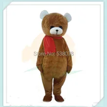 Красный шарф коричневый плюшевый мишка Ростовая кукла костюм Взрослый размер символ «Герой мультфильма» маскотта карнавальный наряд костюм кунг-фу панды SW1229