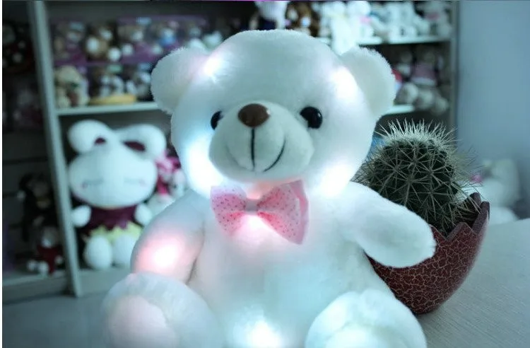 20 см Горячая Милая Большой светящийся плюшевый мишка игрушечный медведь объятие красочная вспышка, светодиодная плюшевая игрушка подарок на день рождения