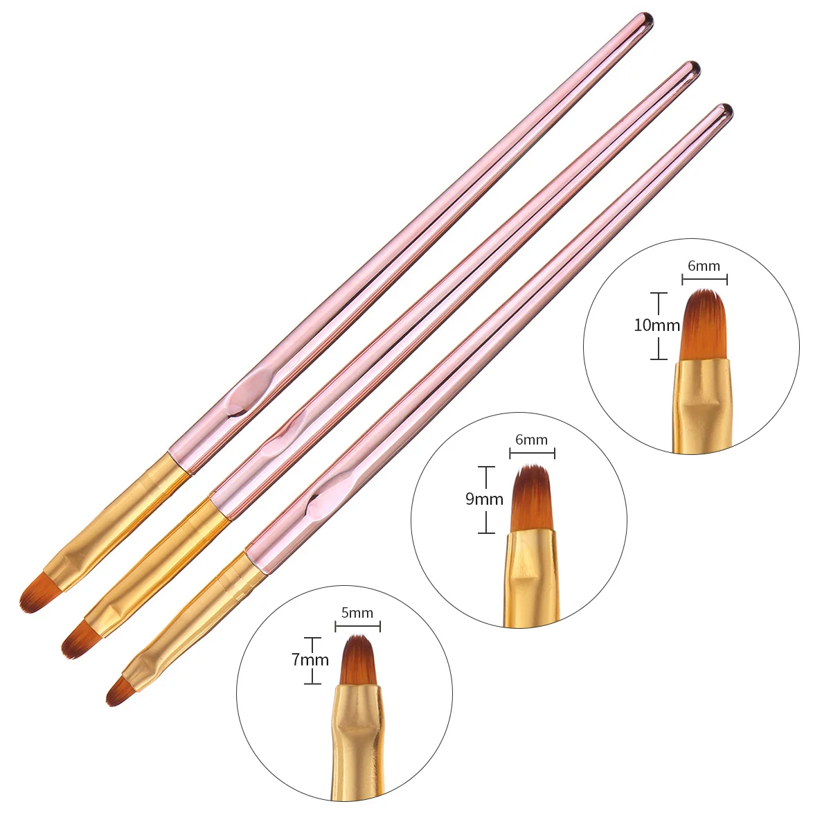 

Monja 3Pcs/Set Nail Art Champagne Acrylic UV Gel Extension Builder Painting Brush French Petal Flower Drawing Pen Manicure Tool