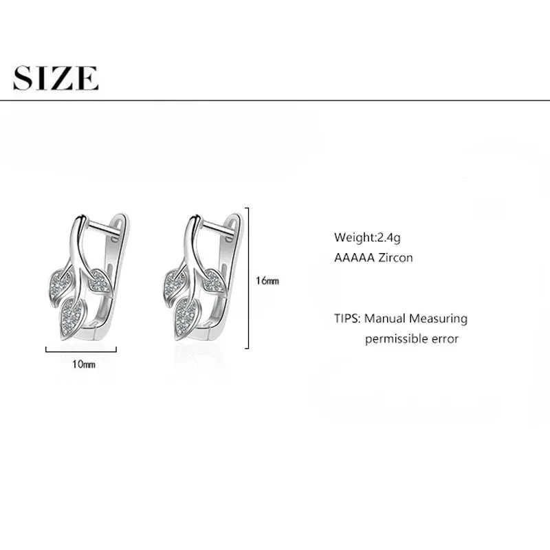 Anenjery простые изысканные микро циркониевые Листья 925 пробы серебряные серьги для женщин подарок S-E842