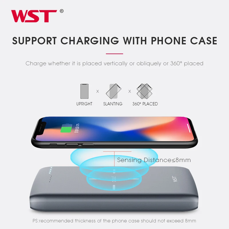 WST 10000mAh Wireless Power Bank Universal Portable Dual USB Input/Output High Capacity Phone Charger for iPhone, iPad, Galaxy WST 10000mAh Wireless Power Bank Universal Portable Dual USB Input/Output High Capacity Phone Charger for iPhone, iPad, Galaxy