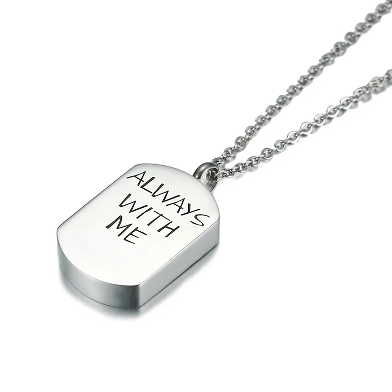 

Always with Me Stainless Steel Dog Tag Urn Necklace Memorial Cremation Urn Necklace for Ashes Personalized Remembrance Necklace