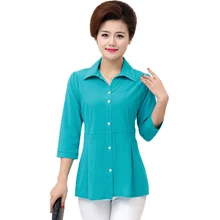 Woman Casual Shirt Half Sleeve Top Red Green Blue Plain Blouses Women Turn Down Collar Tops Peplum Blouses Bottom Front Top 2019 Woman Casual Shirt Half Sleeve Top Red Green Blue Plain Blouses Women Turn Down Collar Tops Peplum Blouses Bottom Front Top 2019