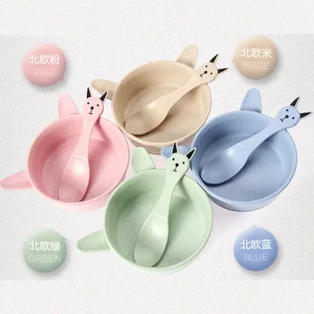 

Baby Learning Dishes With Suction Cup Assist Bowl Temperature Sensing Spoon Fork Tableware Kids Safety Dinnerware Set Bowl