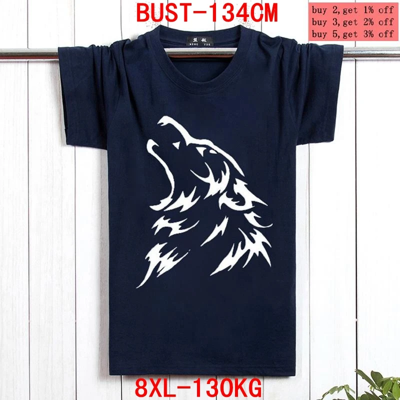 Мужская футболка большого размера 5XL 6XL 7XL 8XL летняя с короткими рукавами и круглым